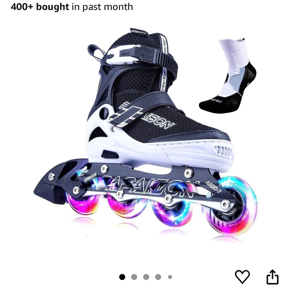 Adjustable Black and White Inline Skates